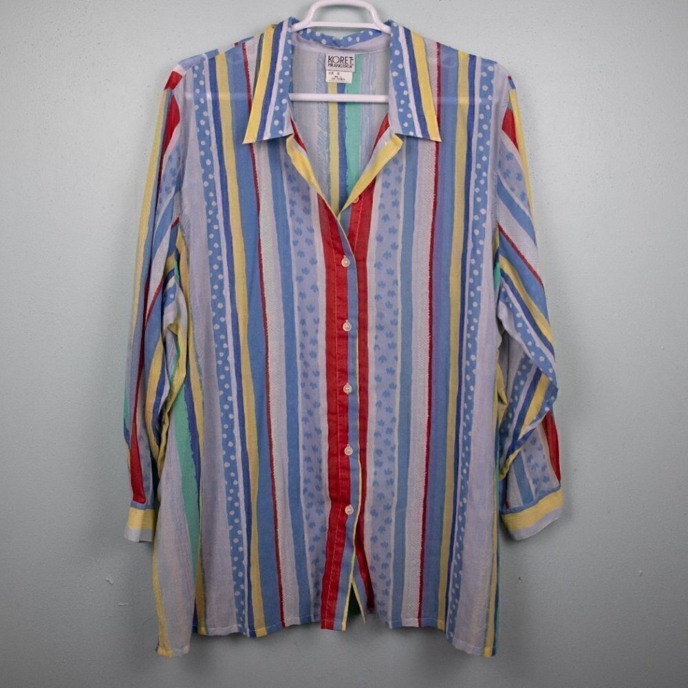 Vintage Koret Francisca pastel stripe button down shirt-3X
